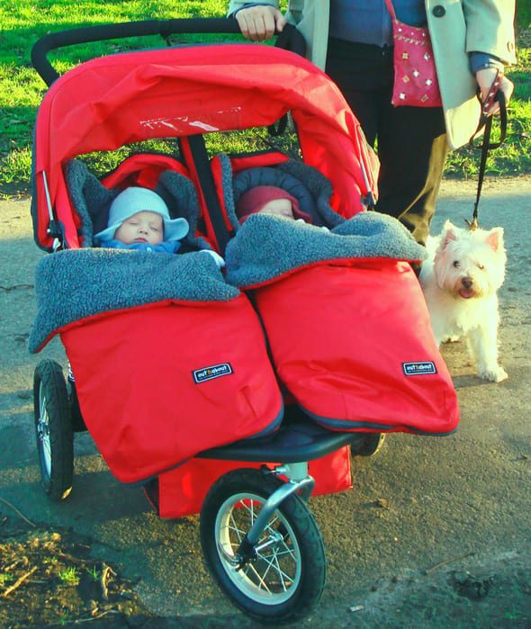 sleeping babies in Out n About stroller