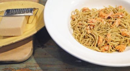 Salmon Pesto Spaghetti