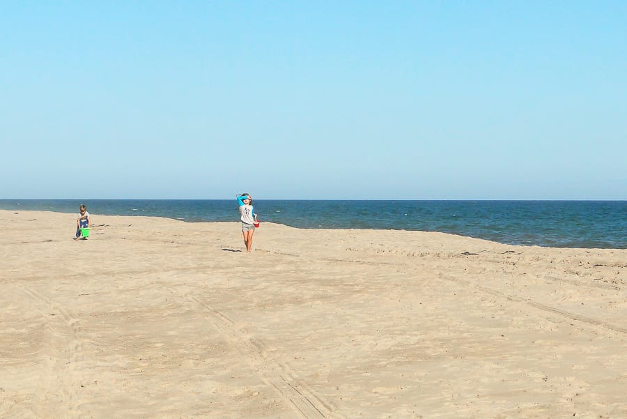 beach walk with kids