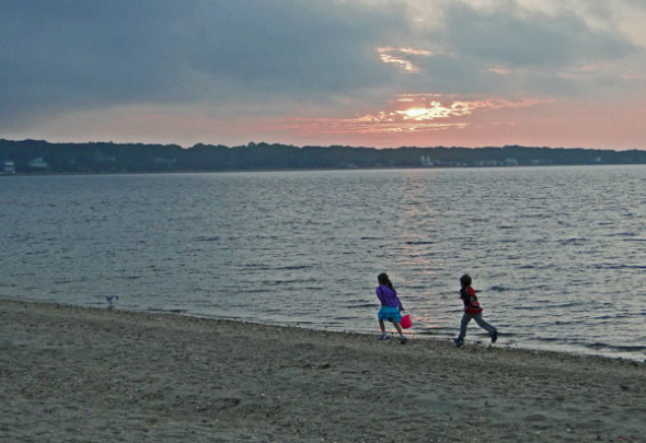 running on beach