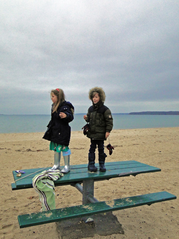 standing on beach table