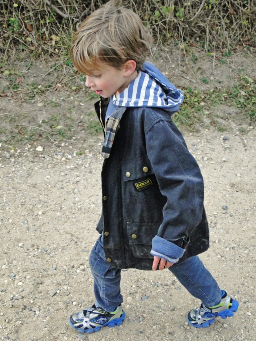 wearing Boy's barbour