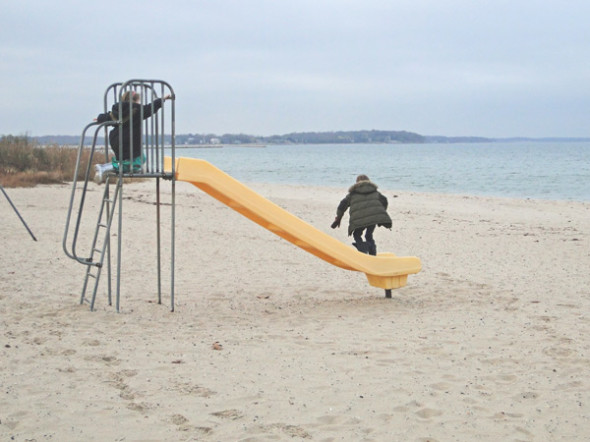 slide on beach