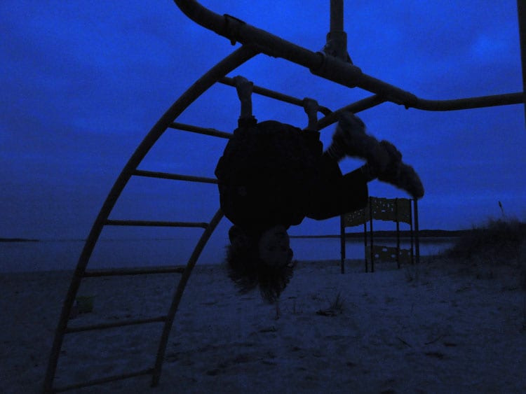 Upside down monkey bars night