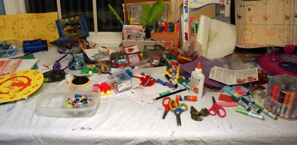 messy crafts table