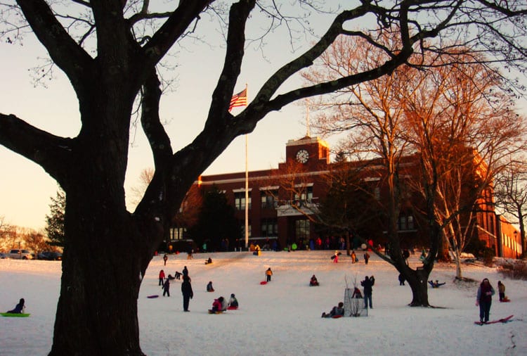 sledding in Sag Harbor, Hamptons