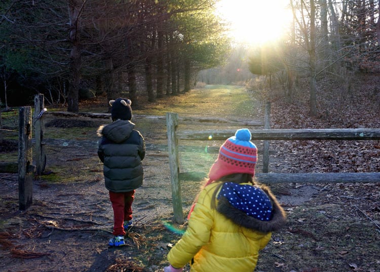 split rail fence start of trail