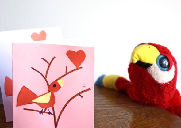 parrot puppet with love cards