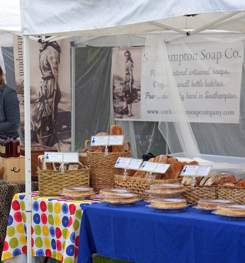 Bread and soap stands at Sag Harbor Farmers Market