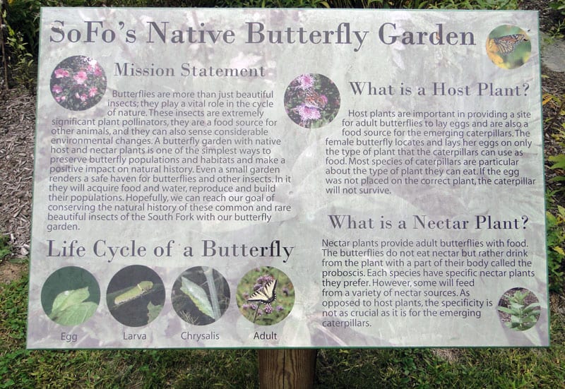 Sign for SOFO Native Butterfly Garden