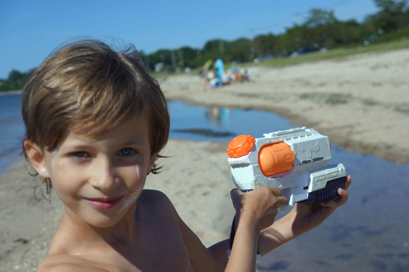 toy water gun on Foster Beach