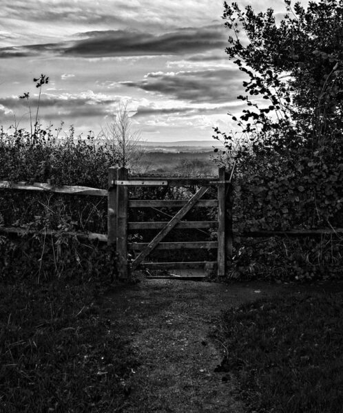 sunset behind gate
