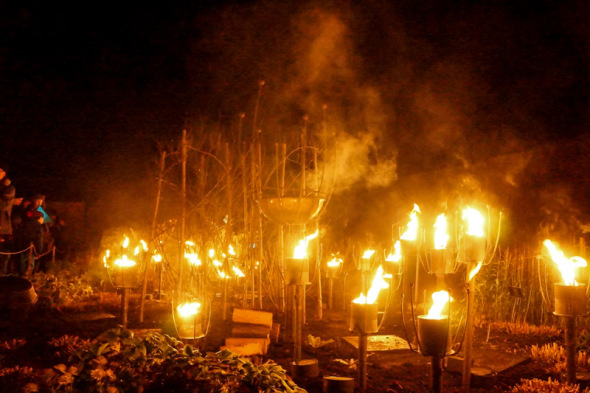 garden burning torches Wakehurst