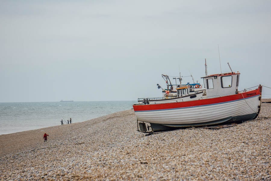 Dungeness fishing boats on beach