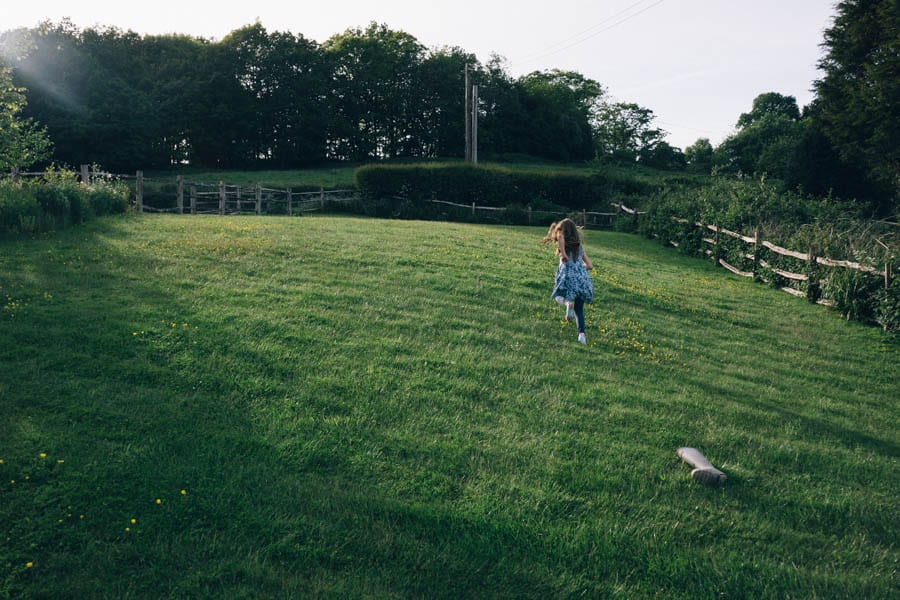 Luce running in garden