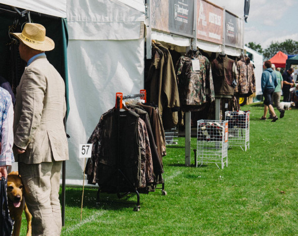 Country clothing stands at english village fair