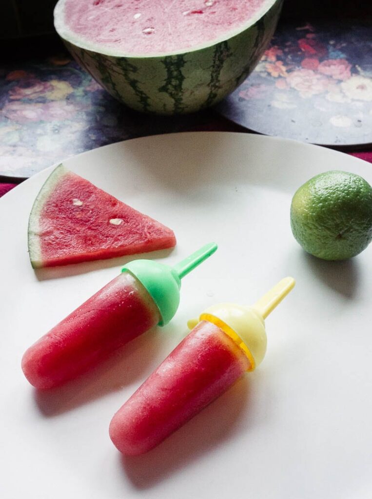 Watermelon and Lime ice lollies