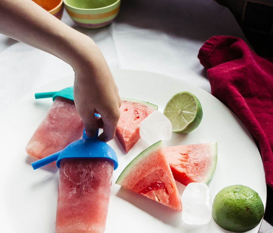 frozen watermelon lime popsicles