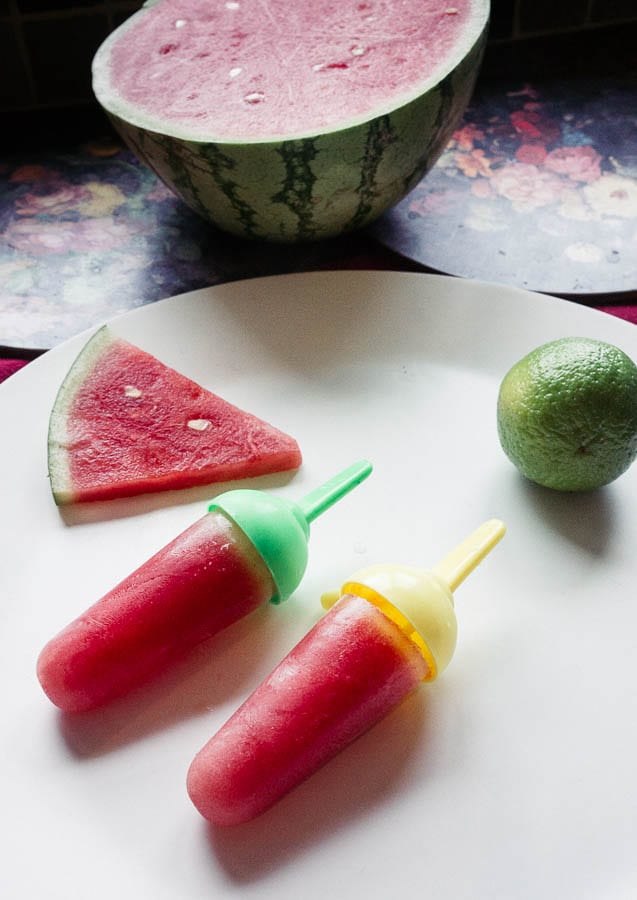 Watermelon lime ice lollies fruit