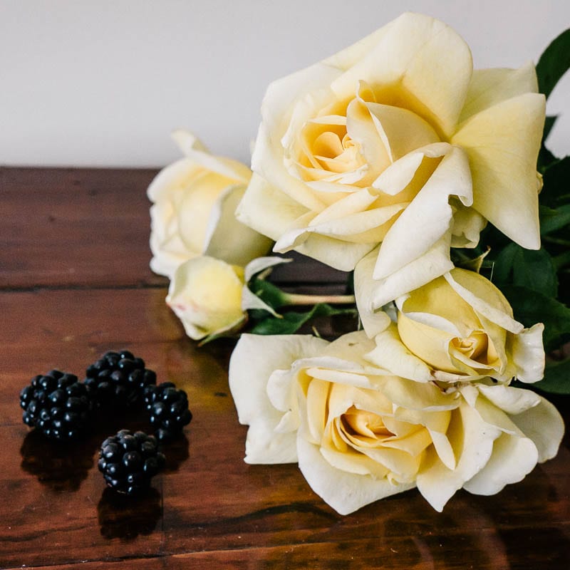 Blackberries and roses from the garden