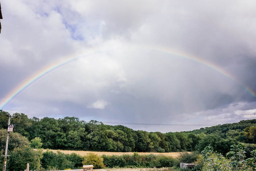 Hedgerows and rainbow arch