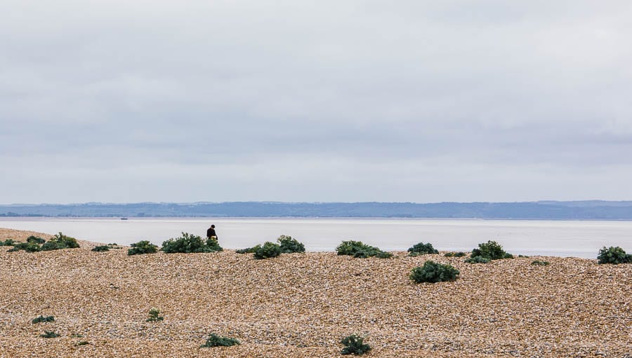Dungeness beach with man