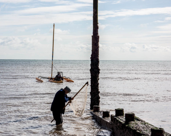 Shrimping and sailing on Kent beach