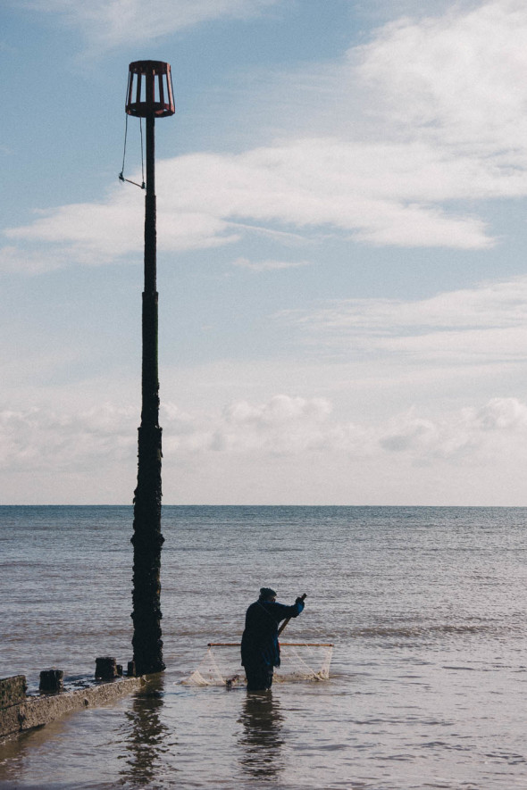 Shrimping with net