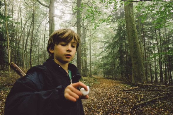 Theo with broken birds egg