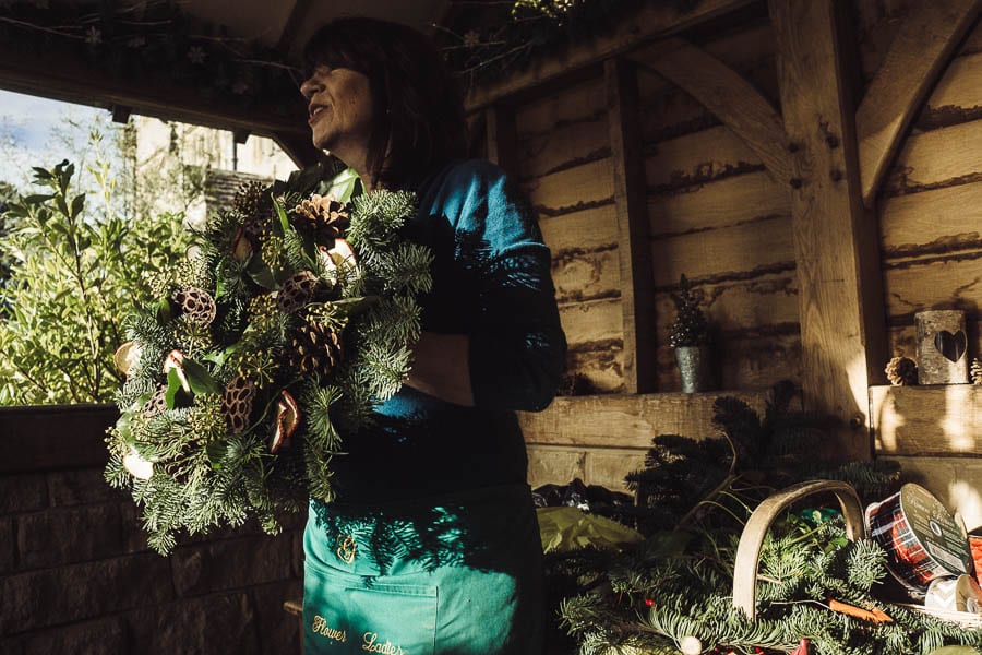 Christmas wreath head florist Sue Flight