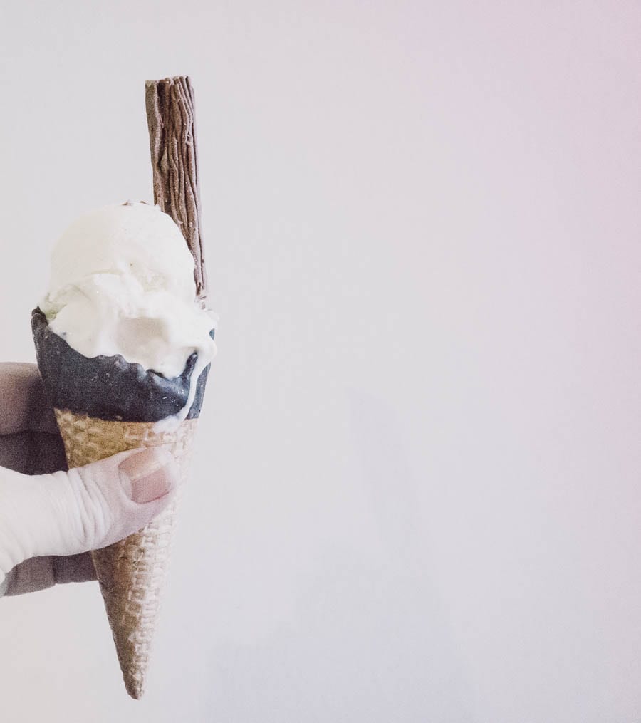 Vanilla ice cream cone and flake
