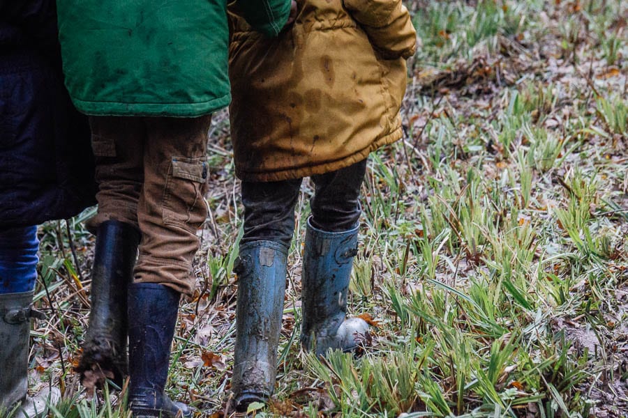 Mud Puddle Walk with kids