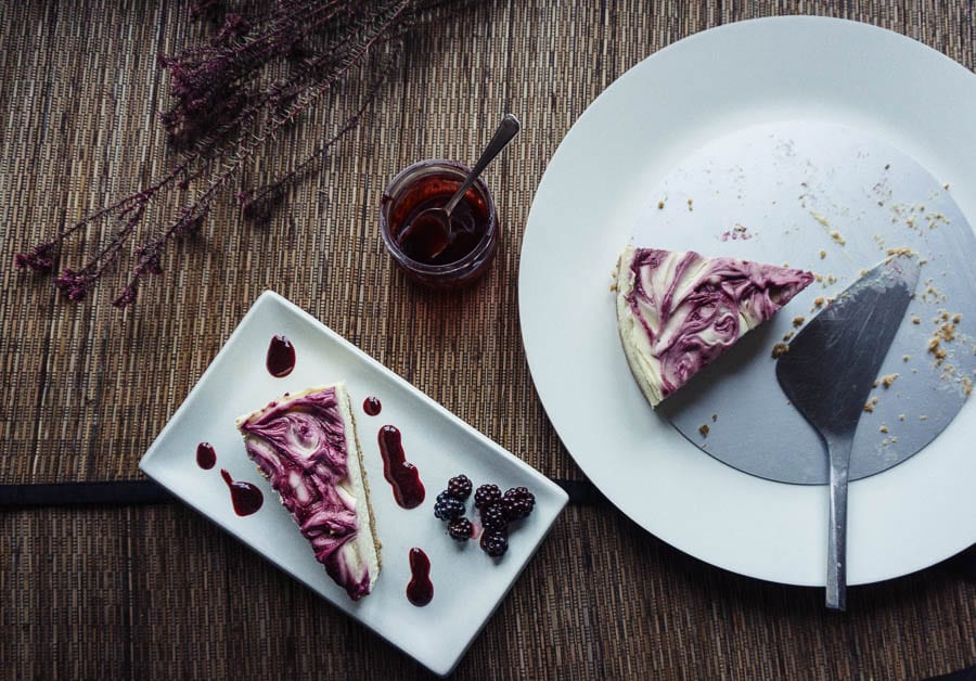 White chocolate cheesecake with blackberry ripple recipe