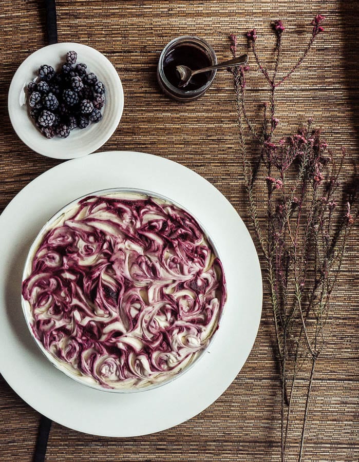 white chocolate cheesecake blackberry ripple