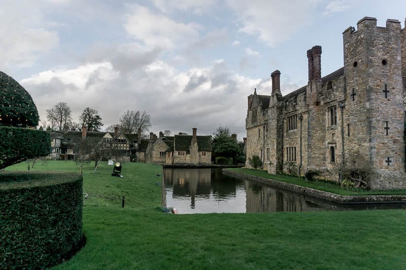 Hever Castle moat and tudor village