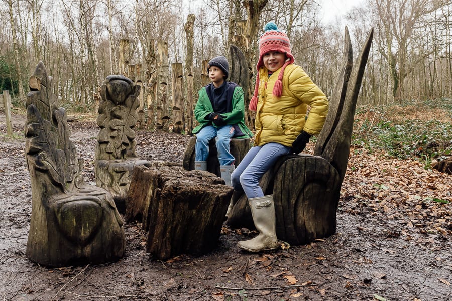 Natural playground seating area