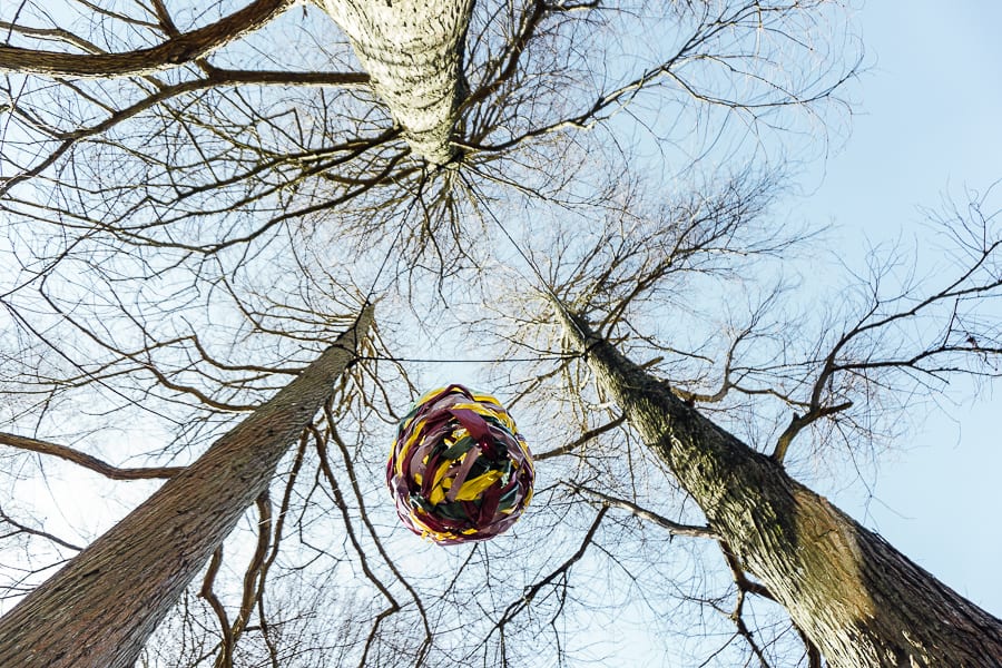 Easter Egg hunt egg hanging from tree