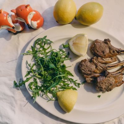 Grilled Lamb Cutlets with lemon and oregano marinade