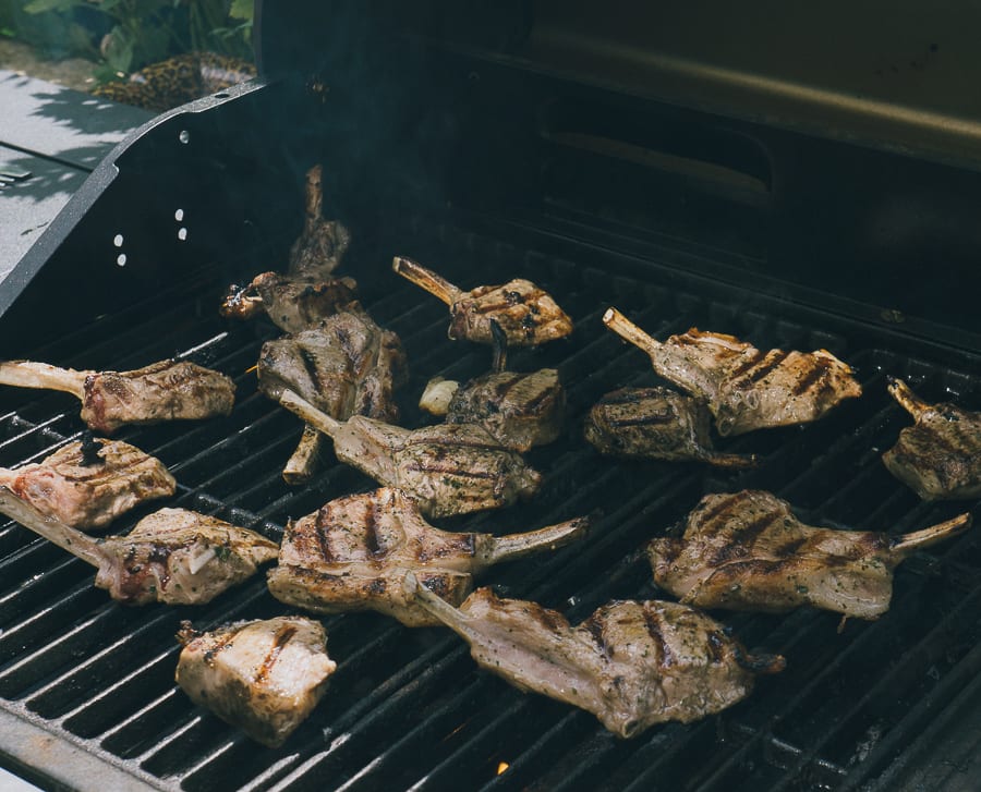 Grilled Lamb Cutlets on barbecue