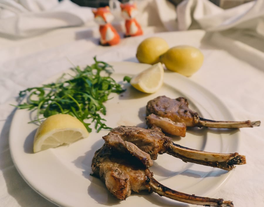 Grilled Lamb Cutlets with lemon and oregano marinade