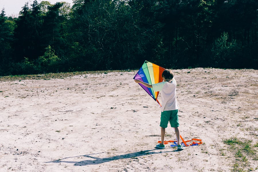 Kite flying preparing for breeze