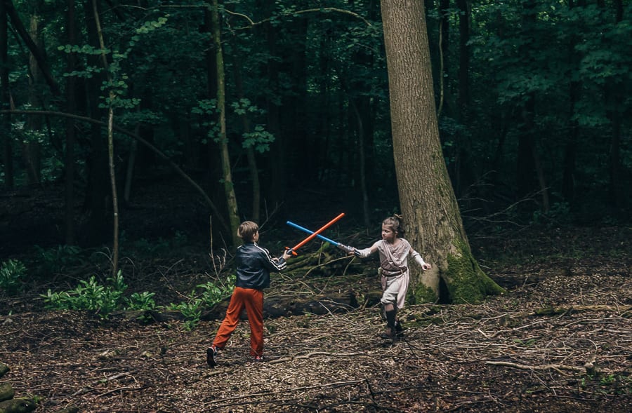 Lightsaber battle star wars adventure kids