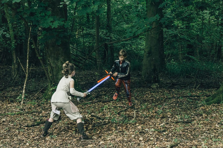 Lightsaber battle woods Kids Star Wars adventure