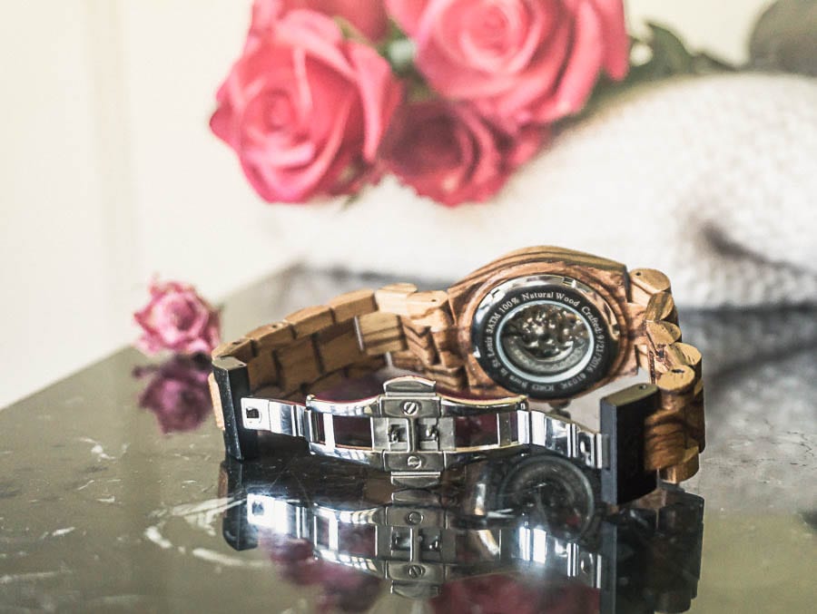 Jord watch crafted date Cora zebrawood rose