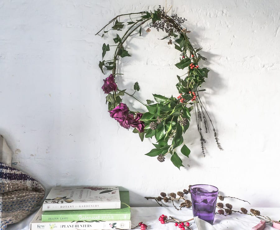 Botanical desk wreath books