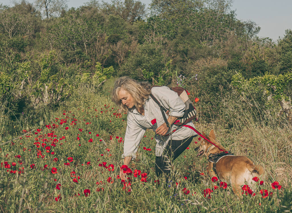 Kriss MacDonald picking wildflowers